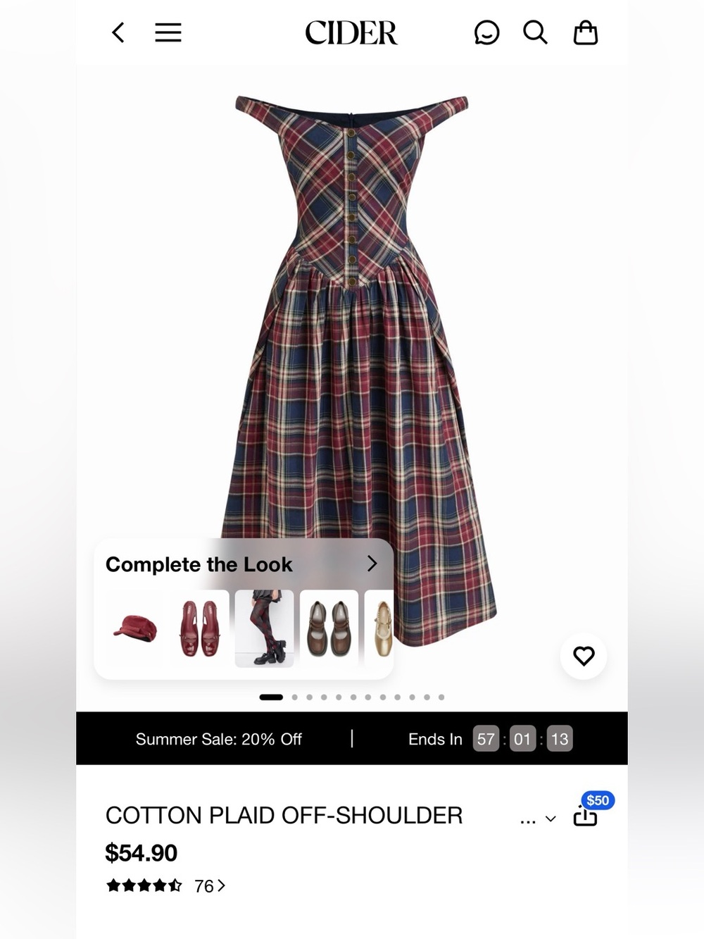 Plaid Button-Front Sleeveless Dress - Blue & Burgundy